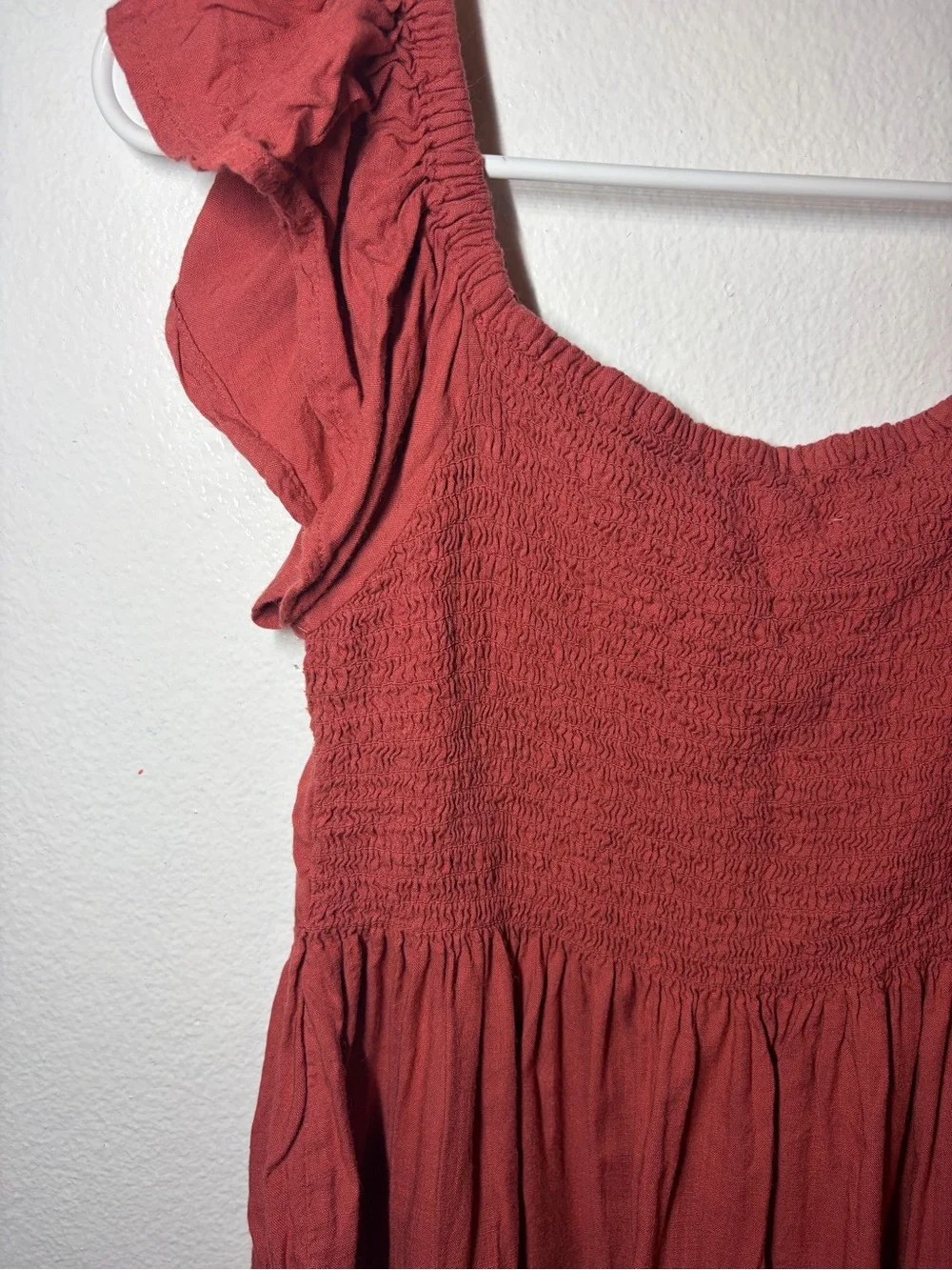 Women's Rust Red Short Sleeve Peplum Top - Picture 5 of 5